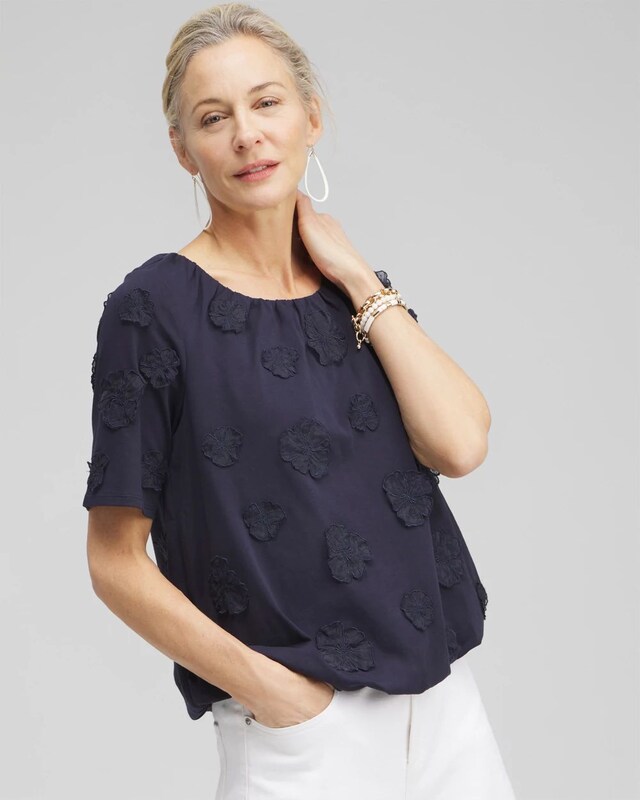 3D Applique Bubble Hem Top - image 1